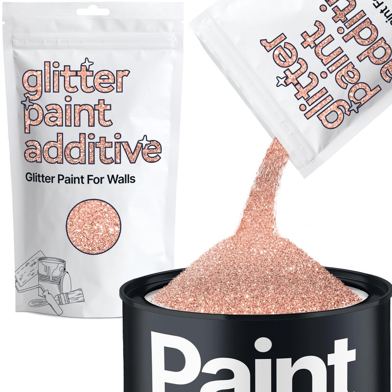 Hemway Glitter Paint Additive Glitter Crystals for Acrylic Paint, Interior & Exterior Walls, Wood, Varnish, Furniture, Matte, Gloss, Satin, Silk - 100g / 3.5oz - Rose Gold - Image 1